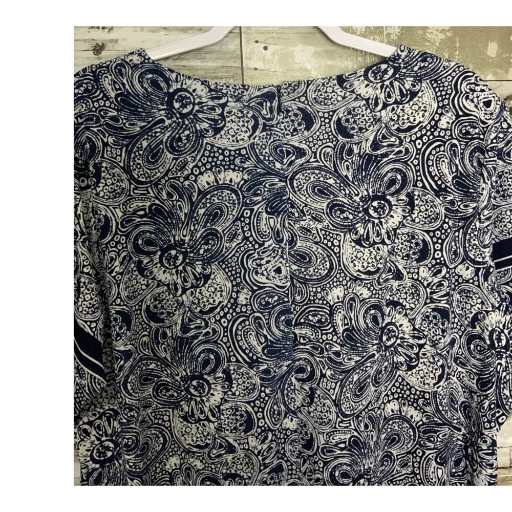 Michael Kors Womens Blue Paisley Print Short Sleeve Dress Back Zip‎ Size 2X